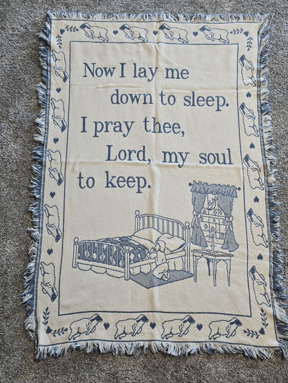 Baby BOY Throw Blanket - Cream and Blue